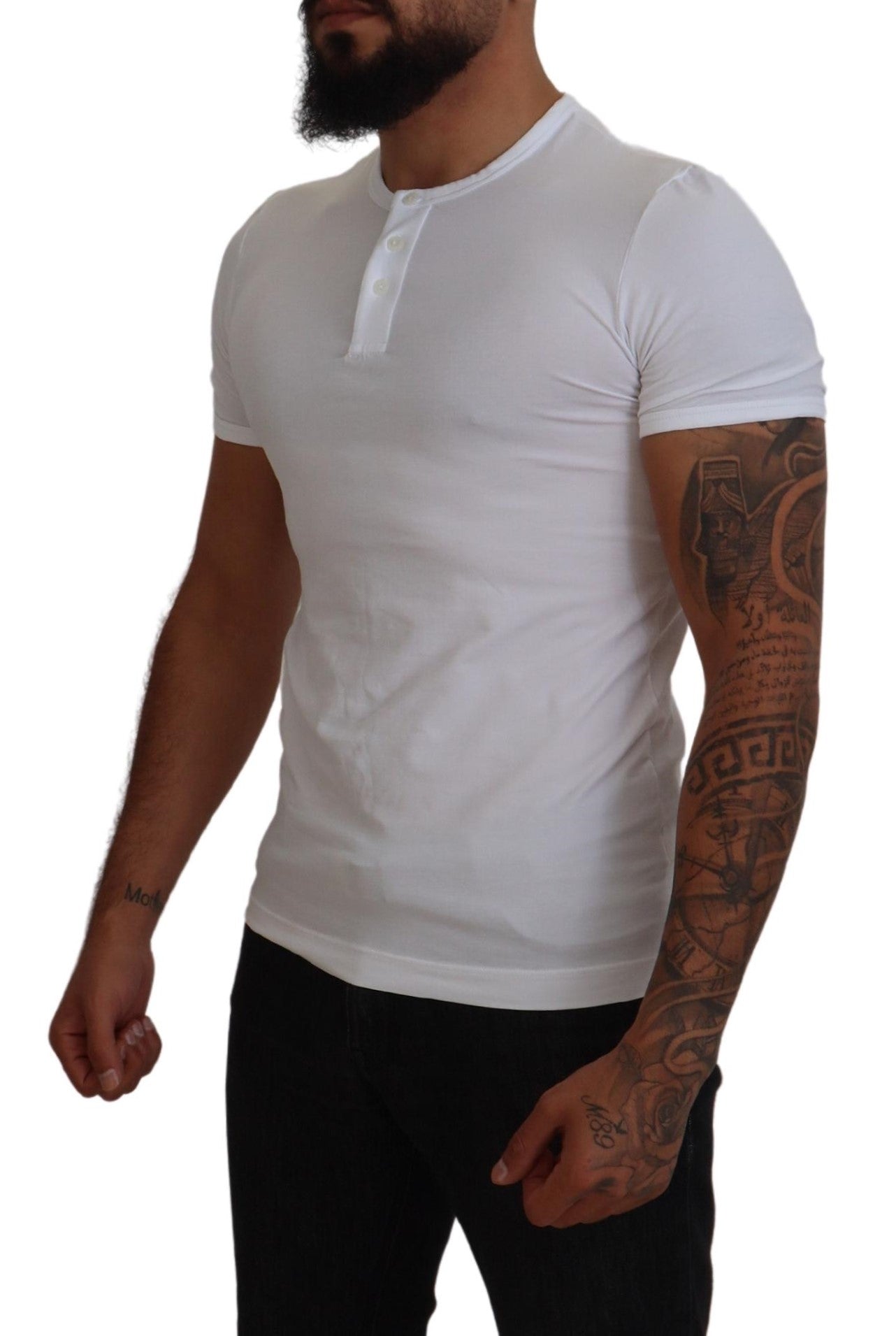 Elegant White Logo Embroidered T-Shirt