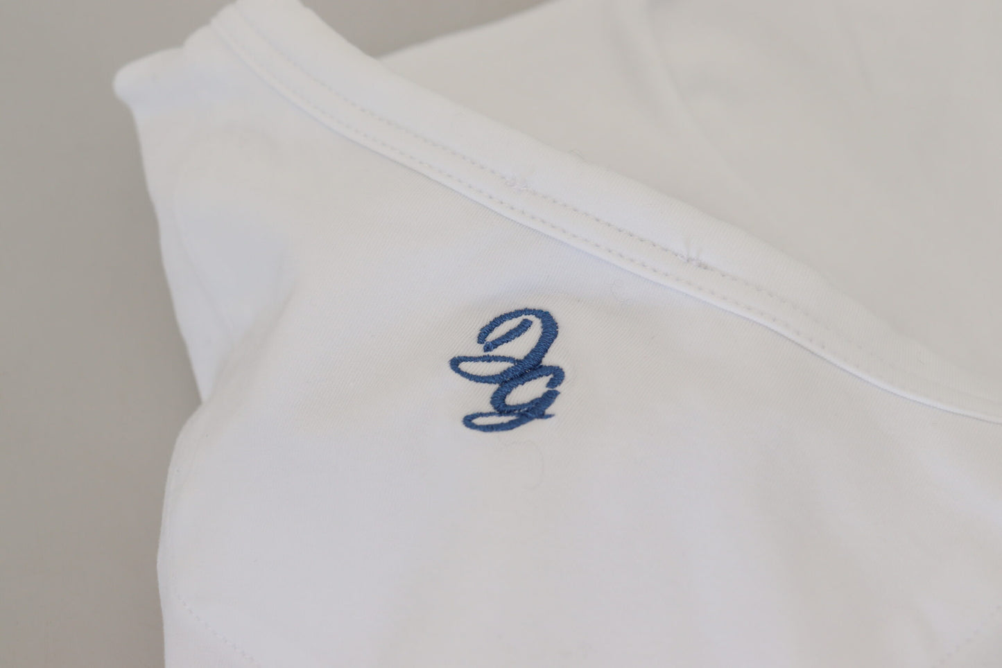 Elegant White Logo Embroidered T-Shirt