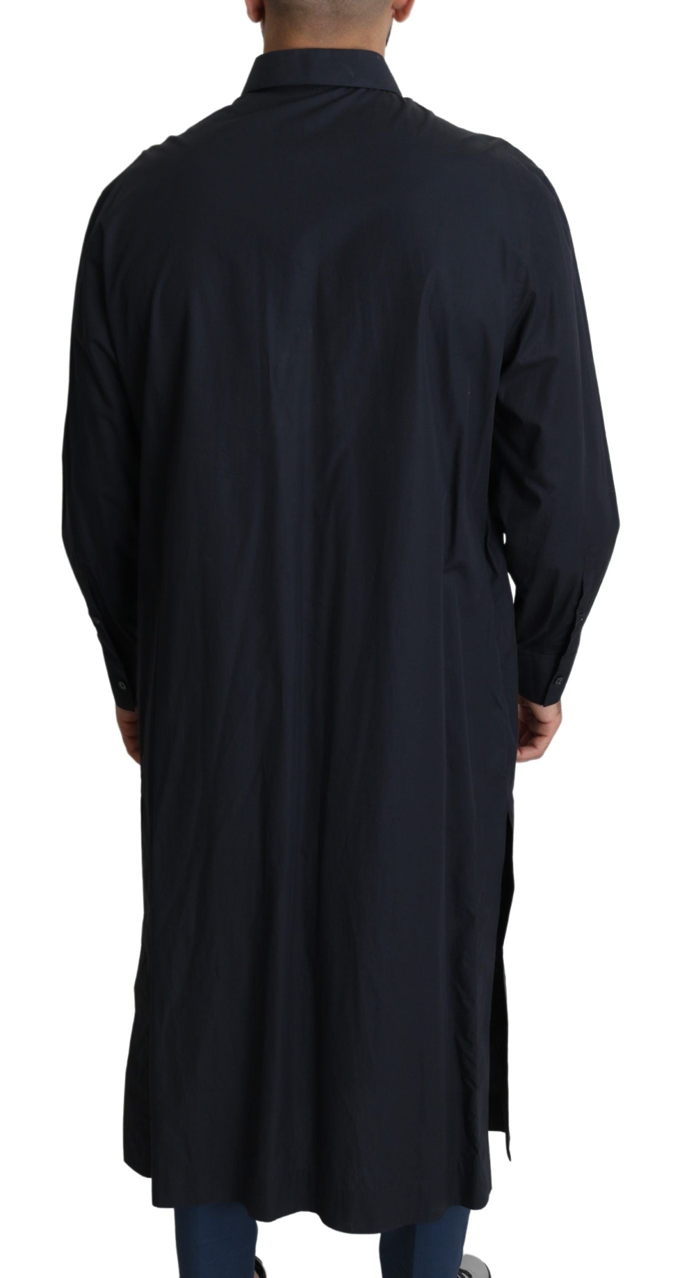 Elegant Black Cotton Long Sleeve Caftan Shirt