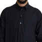 Elegant Black Cotton Long Sleeve Caftan Shirt