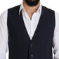 Dark Blue Wool Stretch Waistcoat Formal Vest