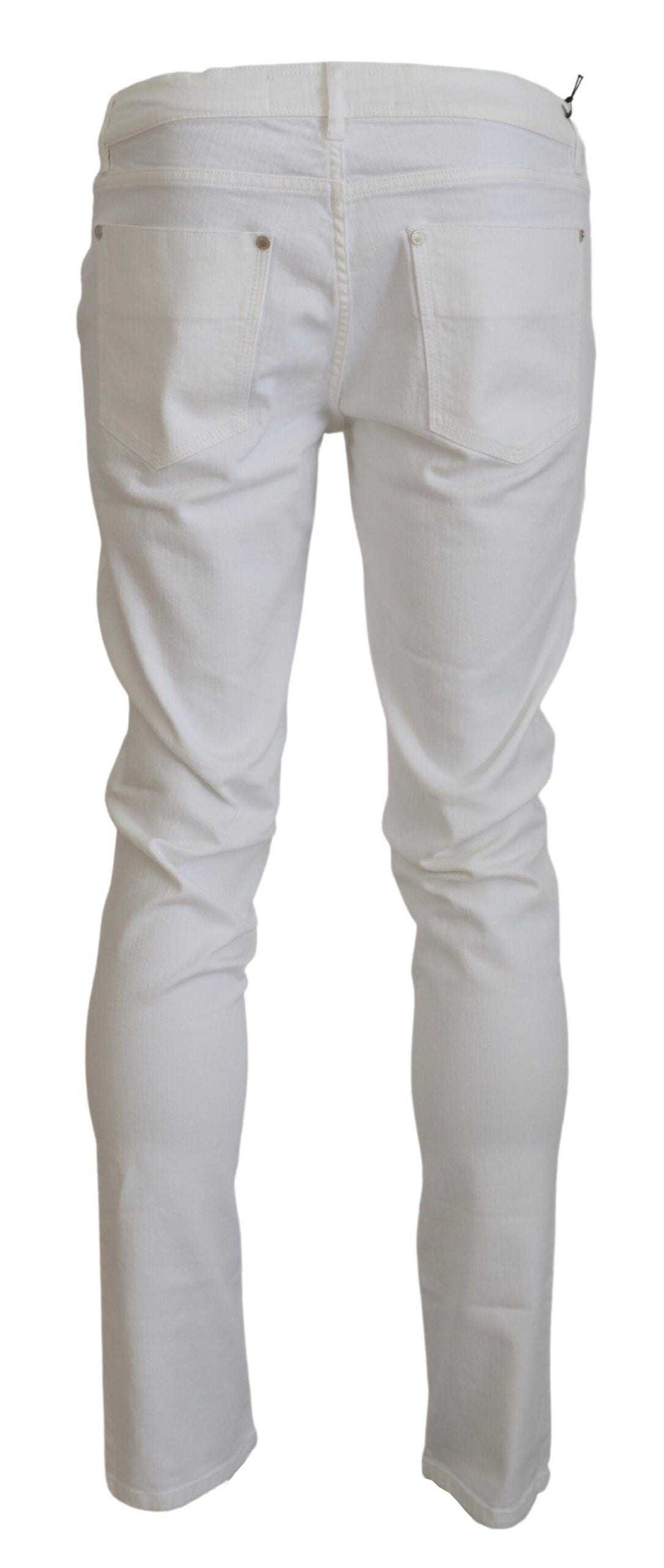 Chic White Cotton Blend Trousers