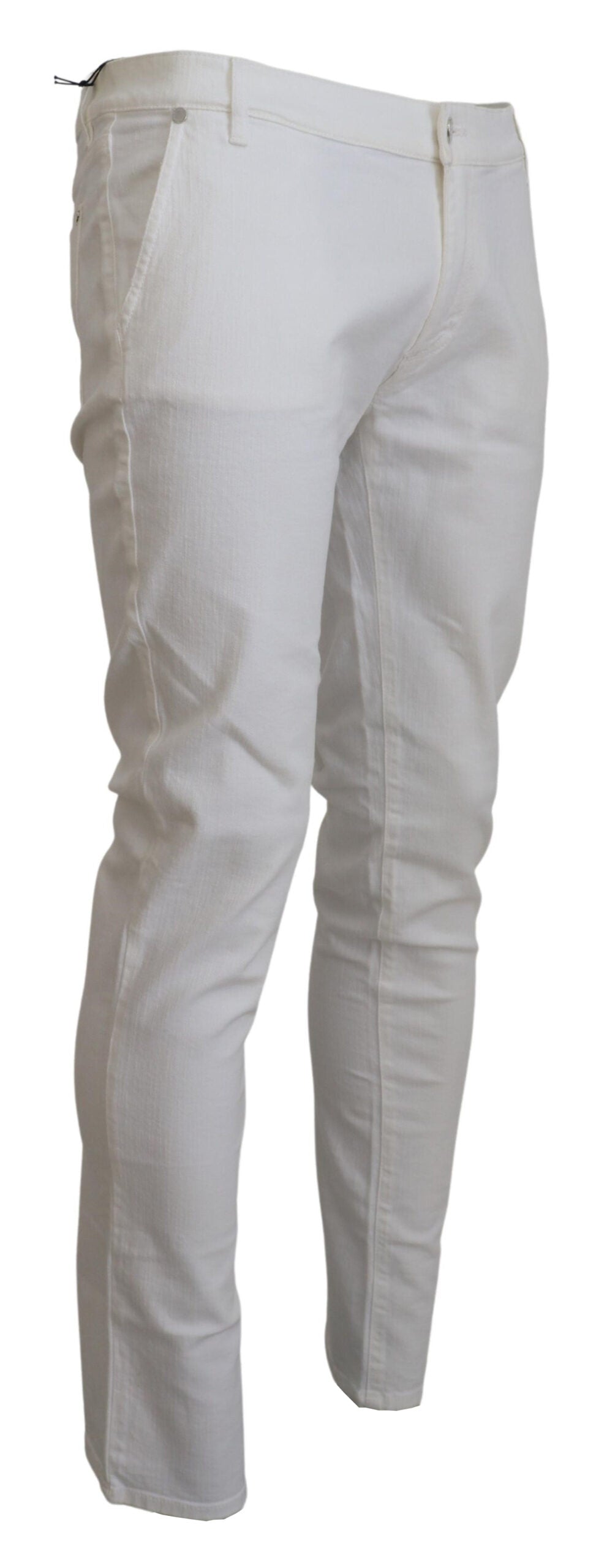 Chic White Cotton Blend Trousers