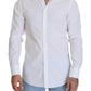 White Cotton Slim Fit Formal Dress GOLD Shirt