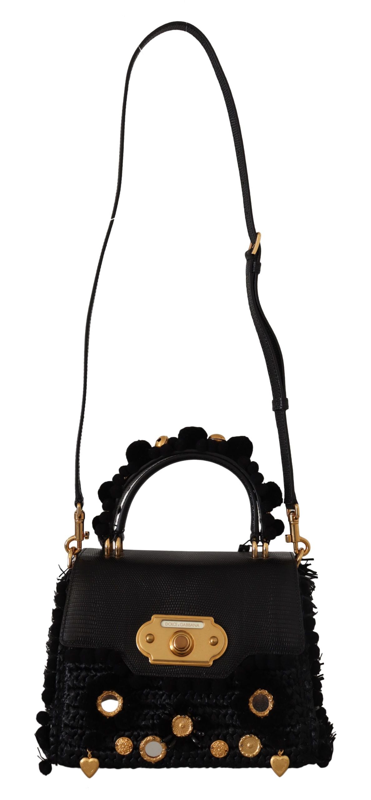 Elegant Black Gold Detail Shoulder Bag