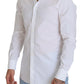 White Cotton Slim Fit Formal Dress GOLD Shirt