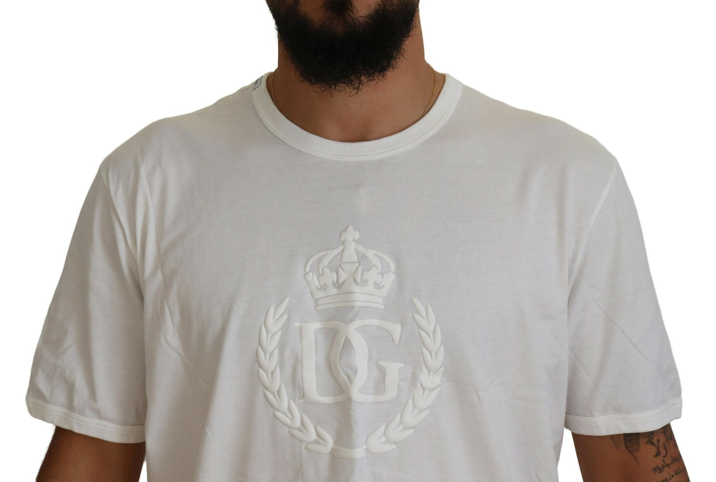 Elegant White Crew Neck Logo Tee