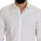 White Cotton Slim Fit Formal Dress GOLD Shirt