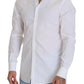White Cotton Slim Fit Formal Dress GOLD Shirt