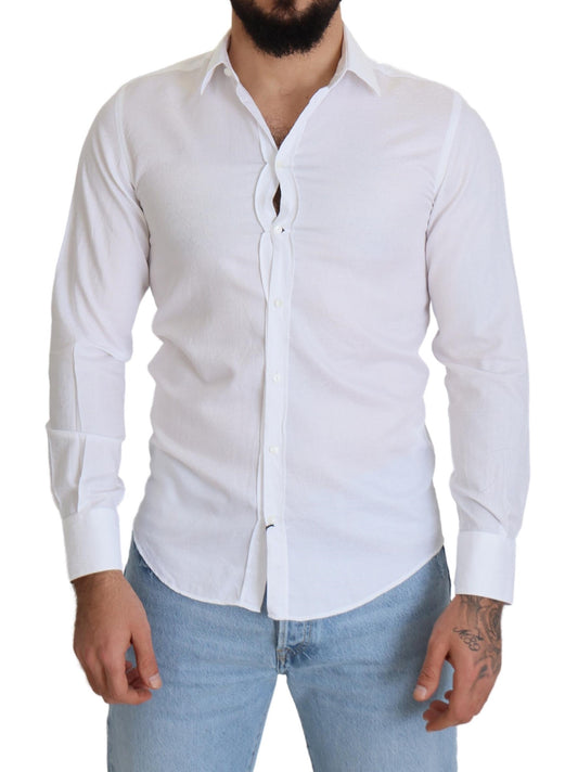 Elegant Slim Fit White Cotton Shirt