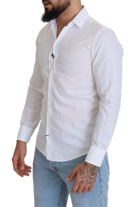 Elegant Slim Fit White Cotton Shirt