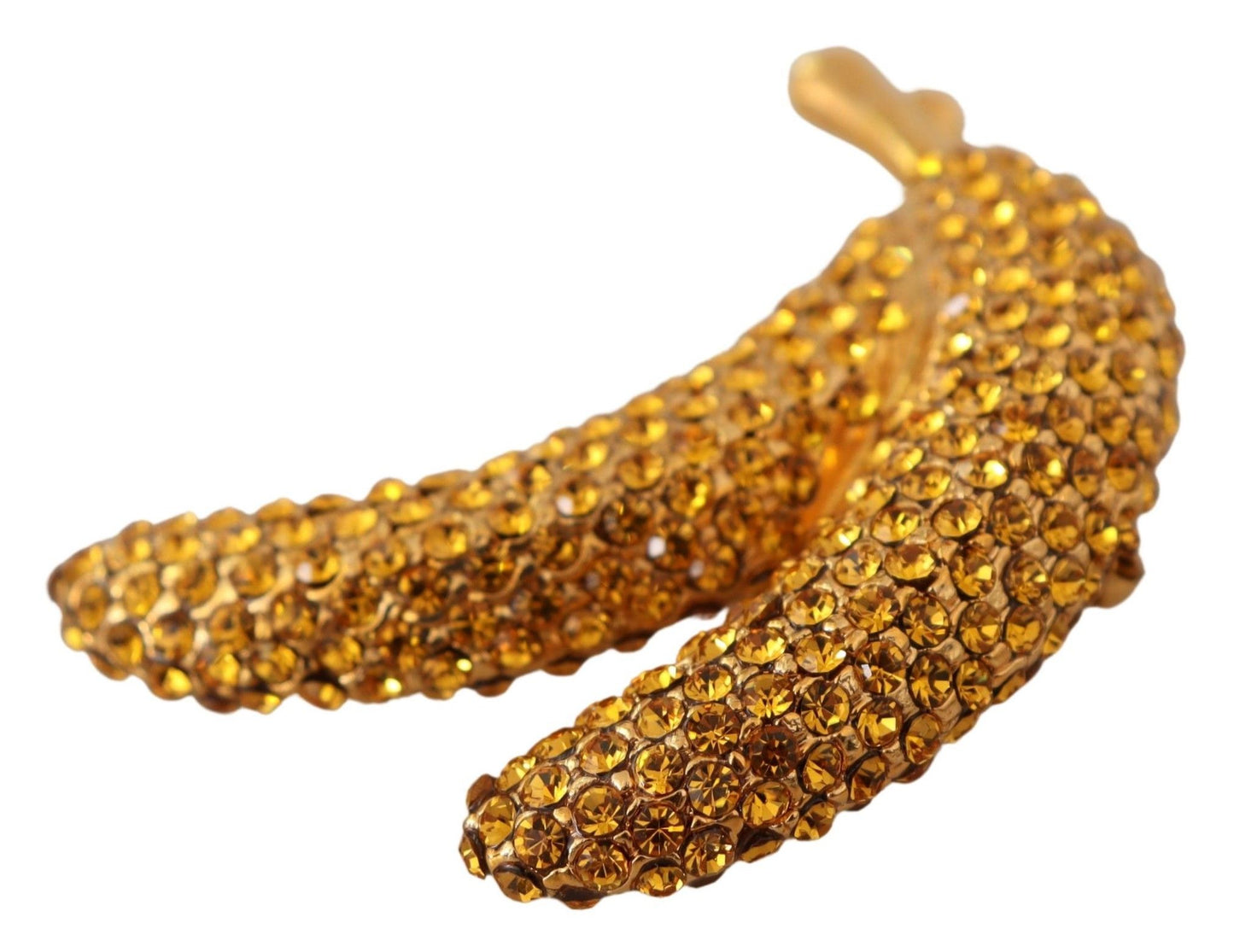 Crystal-Embellished Banana Brooch