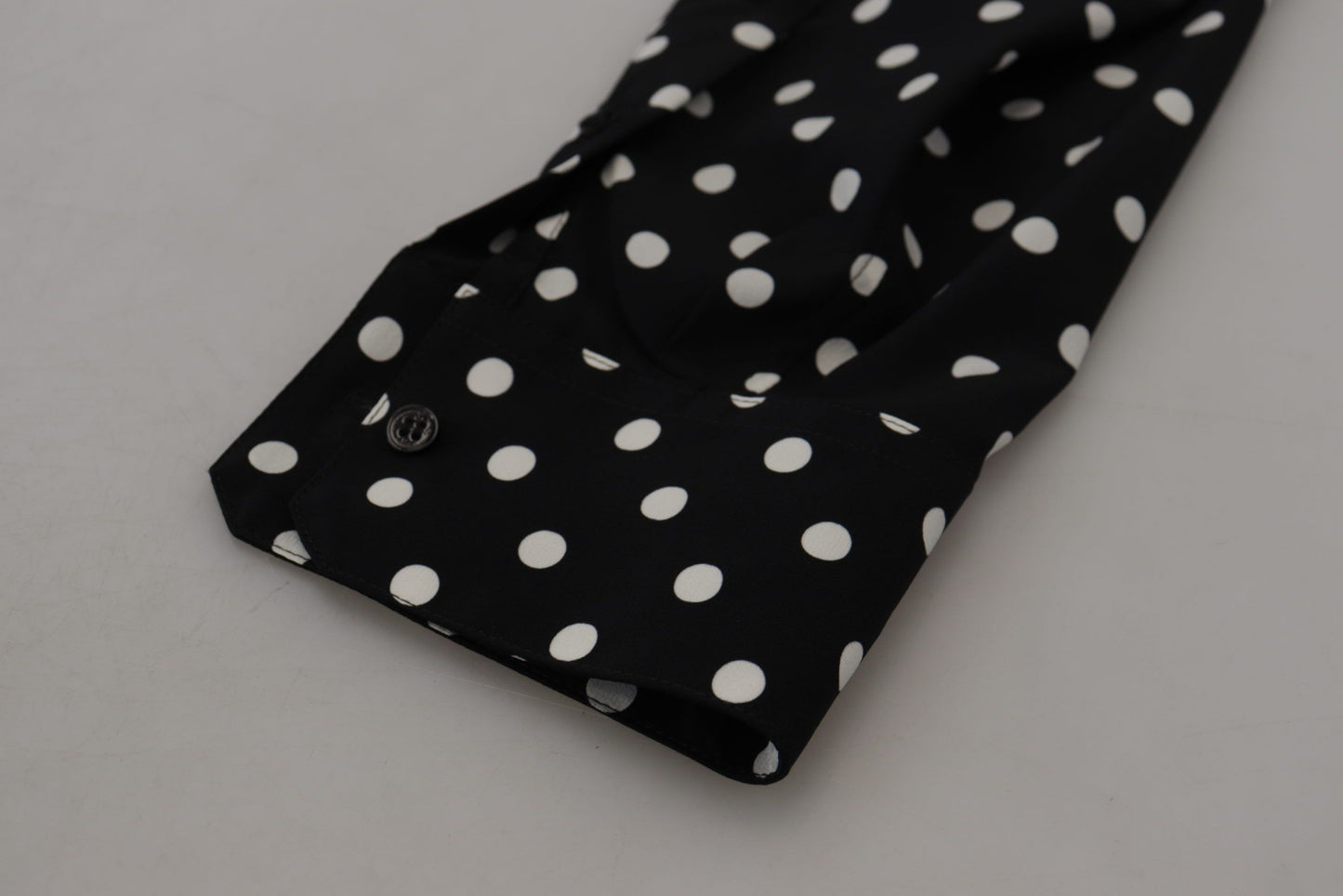 Elegant Black Polka Dot Silk Men's Shirt