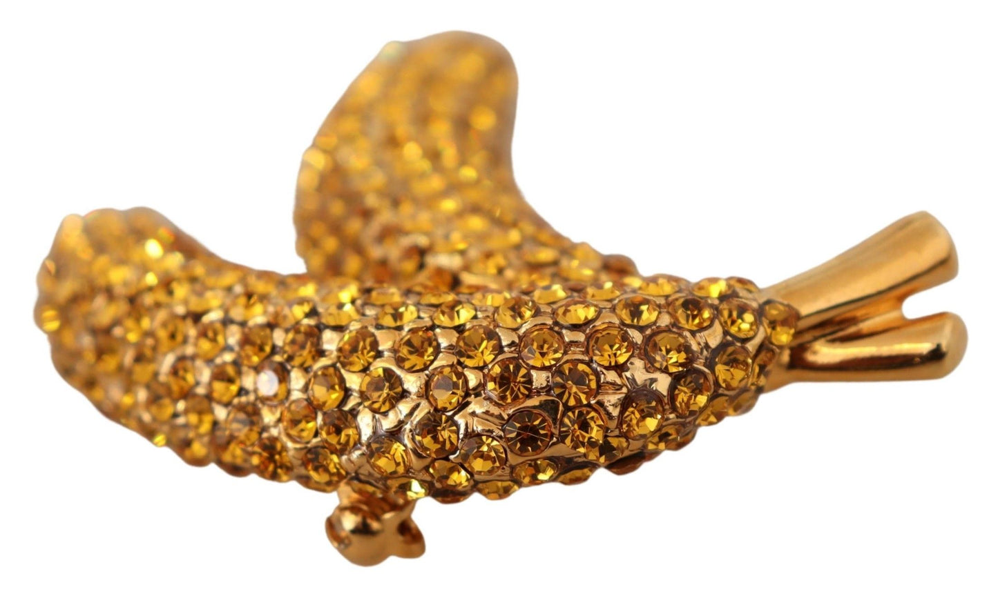 Crystal-Embellished Banana Brooch