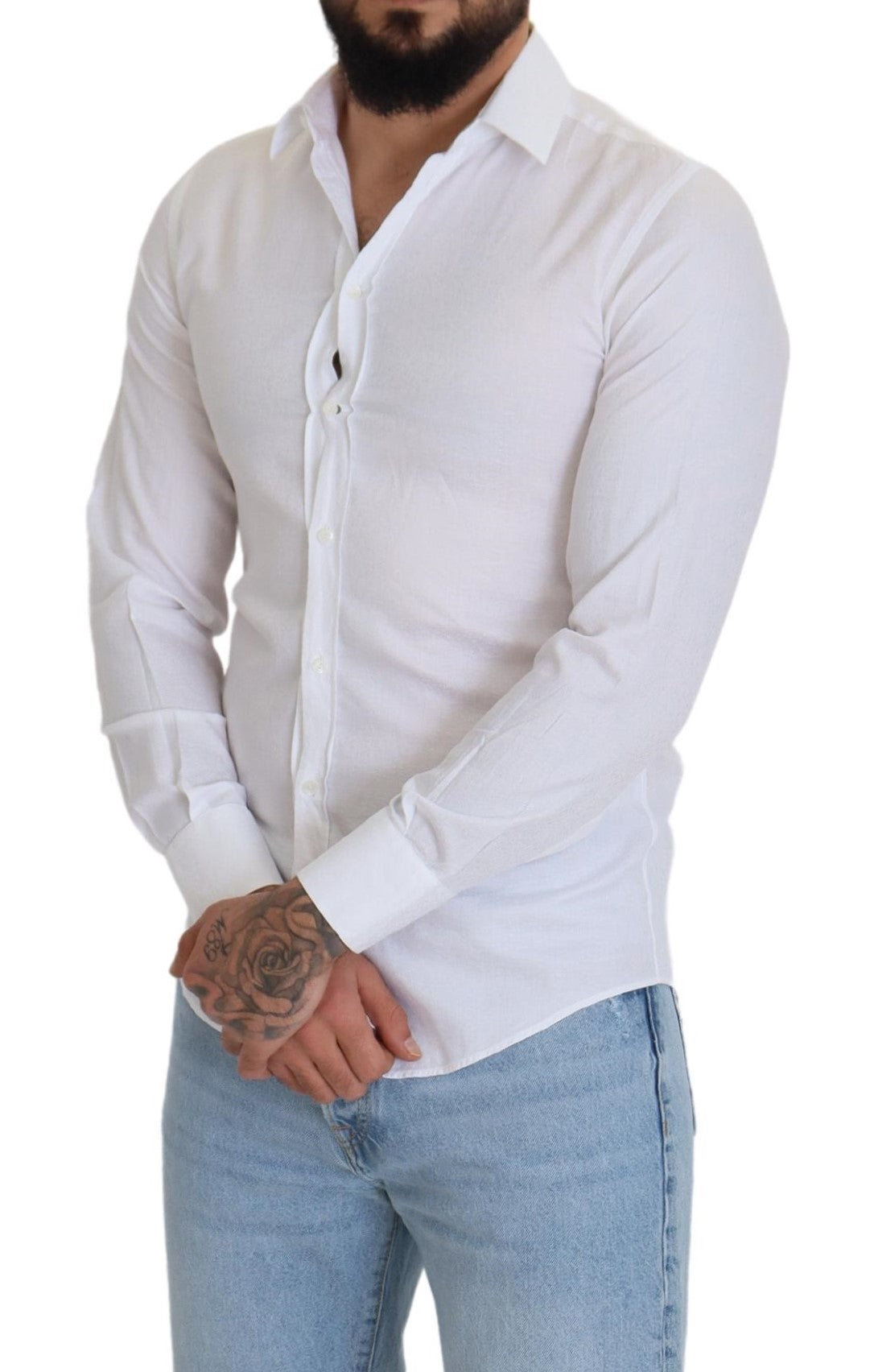 Elegant Slim Fit White Cotton Shirt