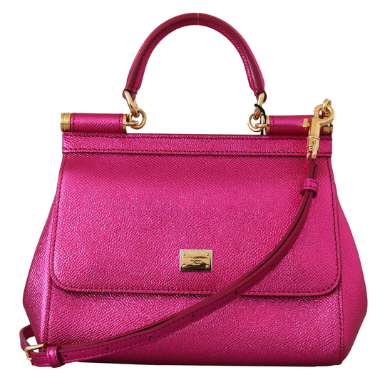 Elegant Sicily Pink Leather Shoulder Bag