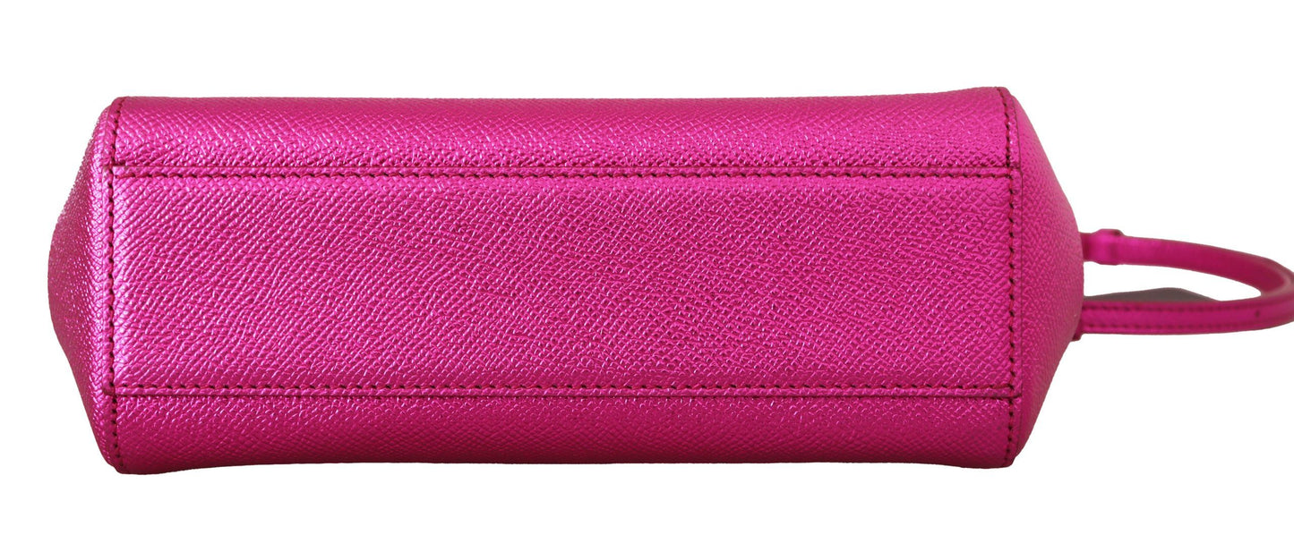 Elegant Sicily Pink Leather Shoulder Bag