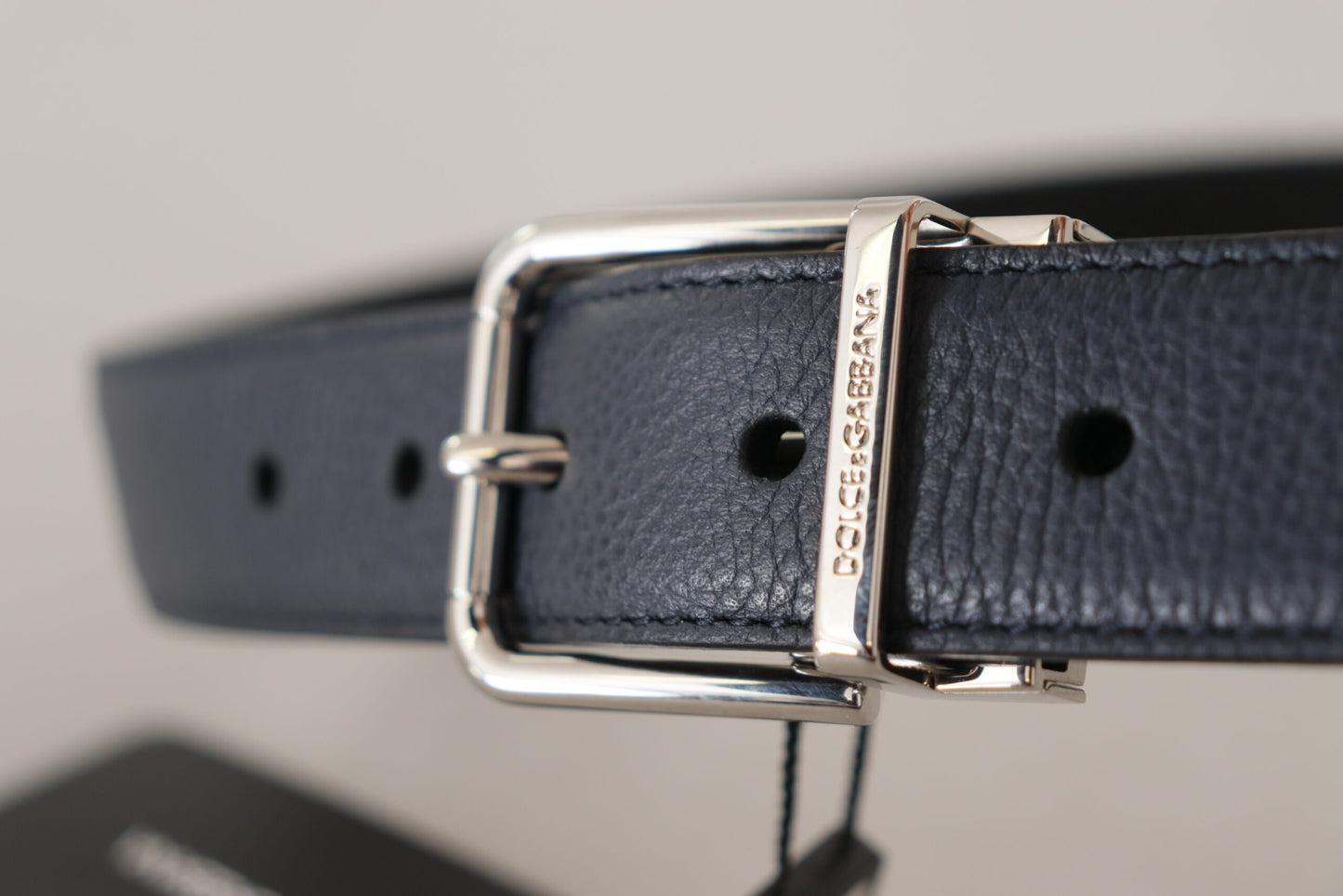 Elegant Navy Blue Leather Belt