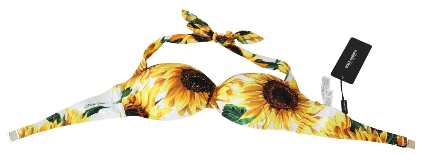 Sunflower Print Bikini Top