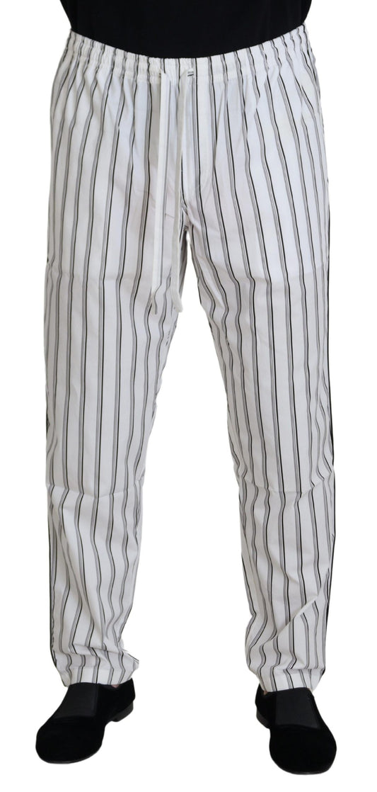 Elegant White Striped Pajama Pants