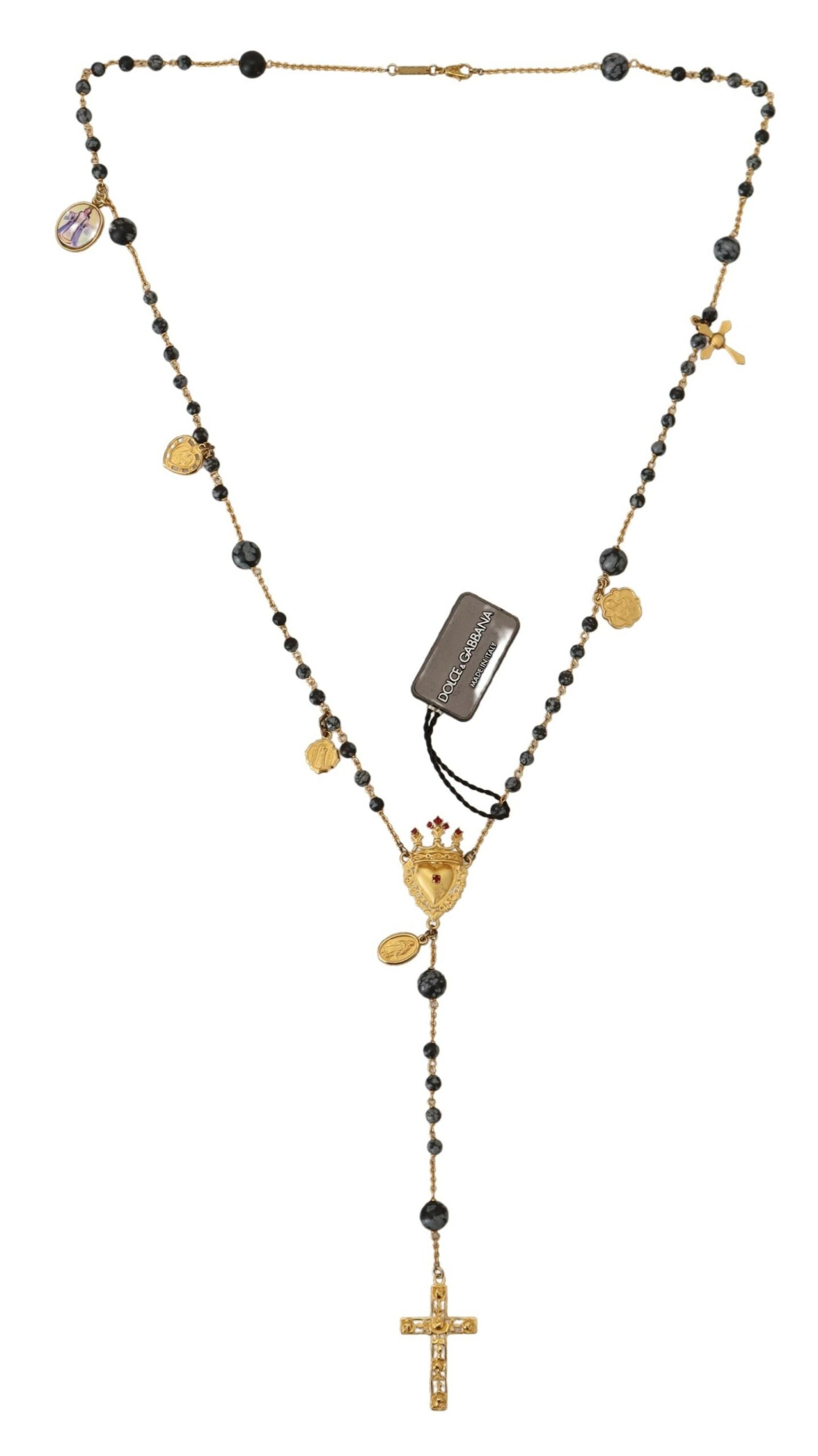 Elegant Gold Black Charm Cross Necklace