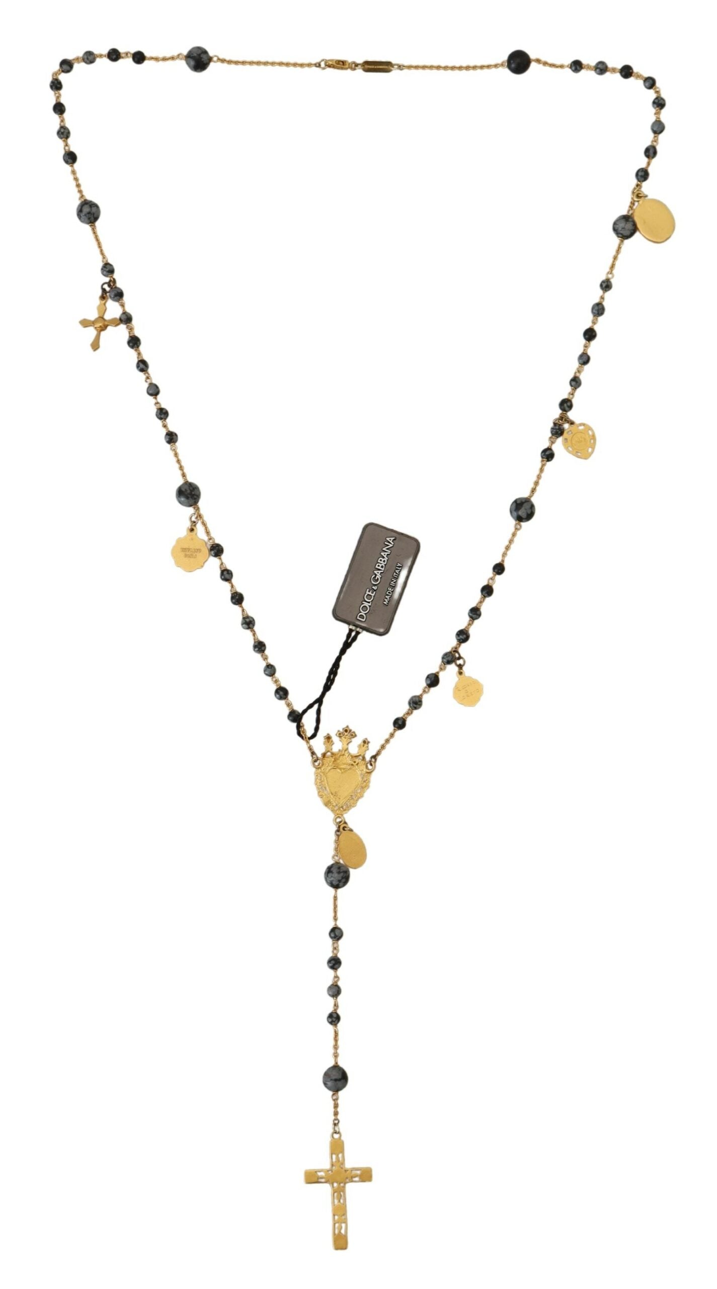 Elegant Gold Black Charm Cross Necklace