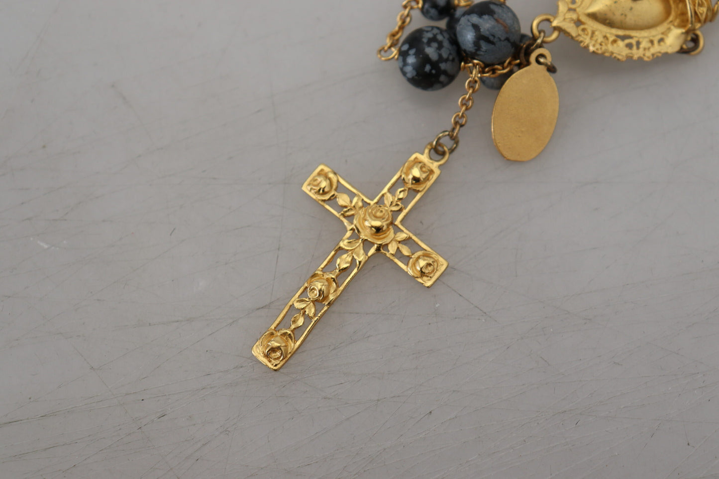 Elegant Gold Black Charm Cross Necklace