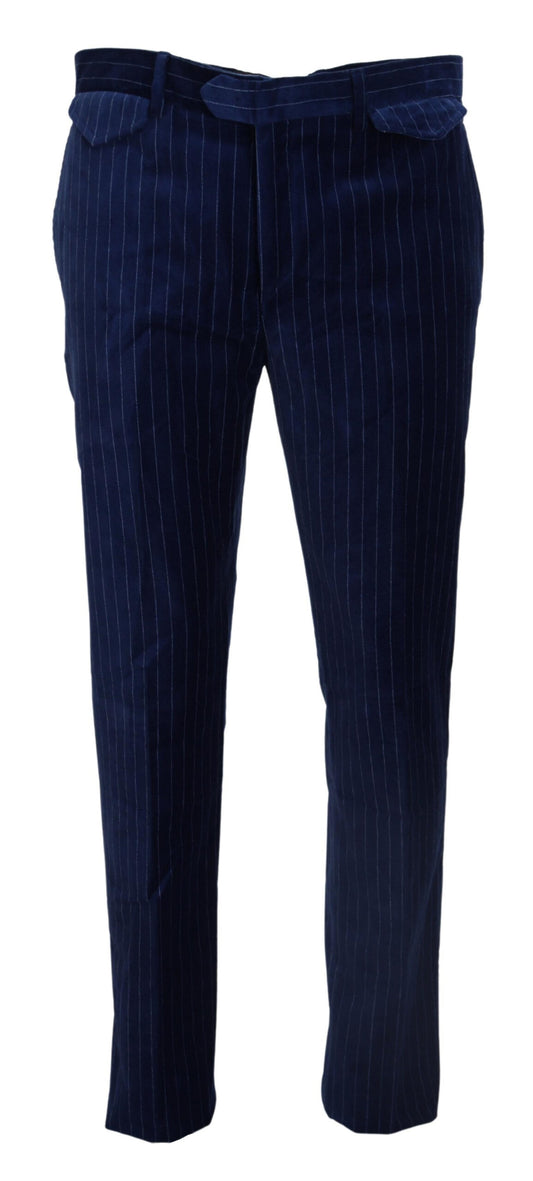 Elegant Striped Blue Dress Pants