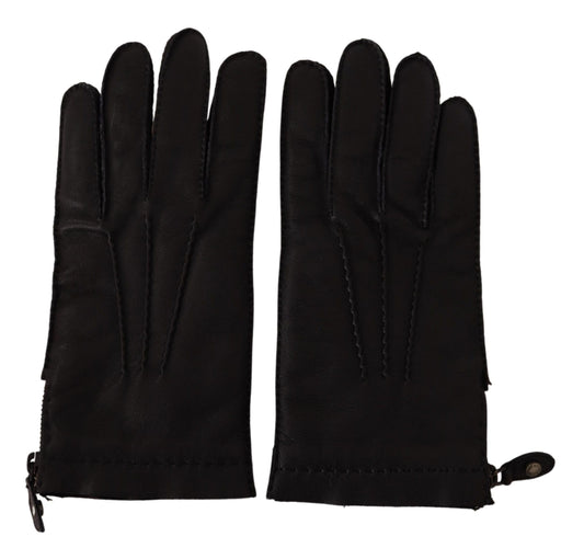 Elegant Black Leather Driving Gloves