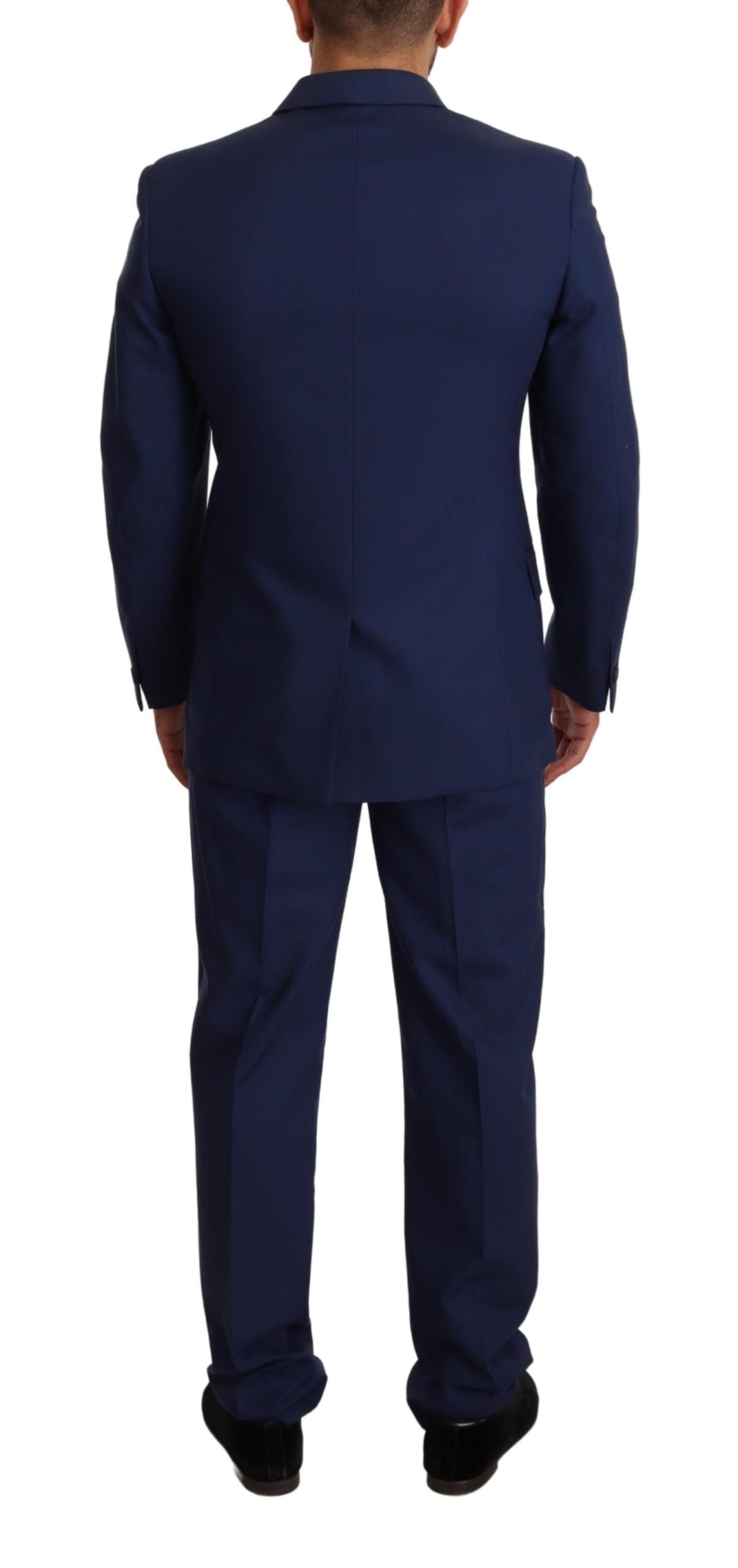 Elegant Blue Virgin Wool Two-Piece Men's Suit