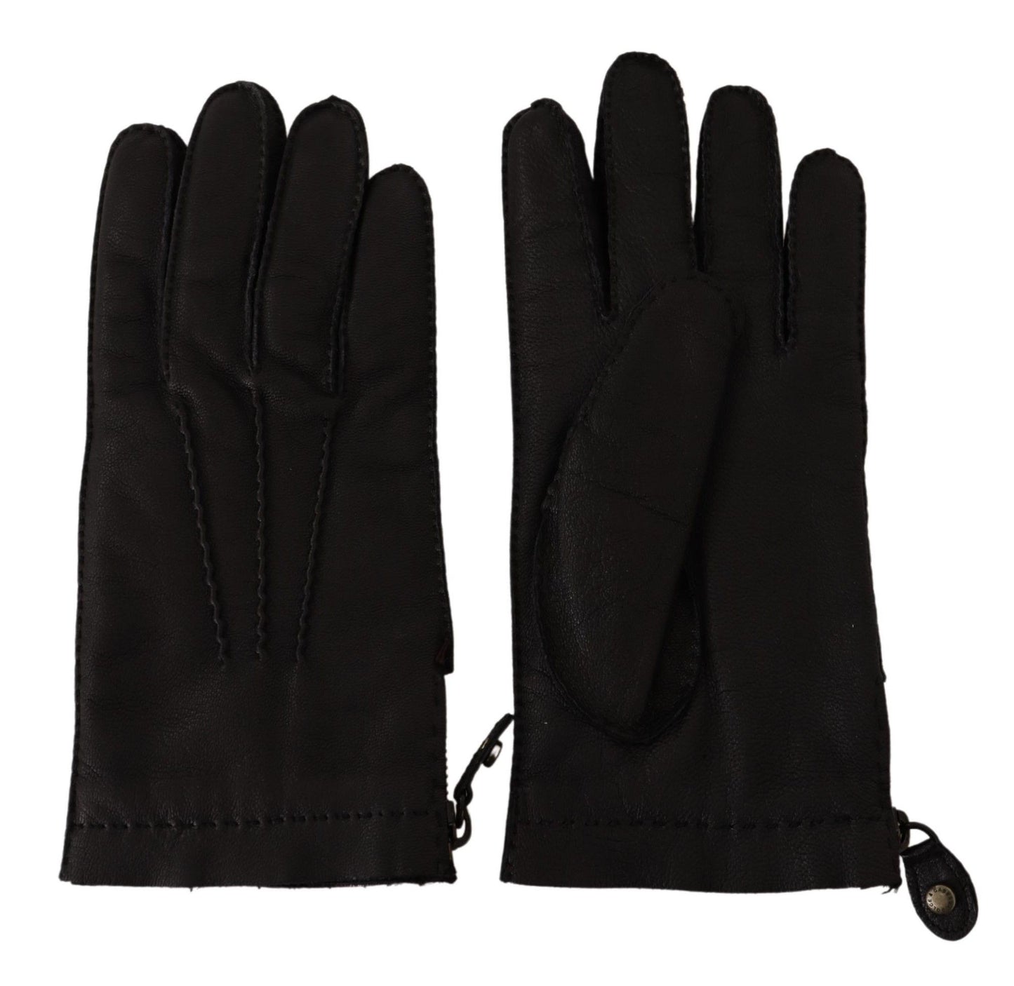 Elegant Black Leather Driving Gloves