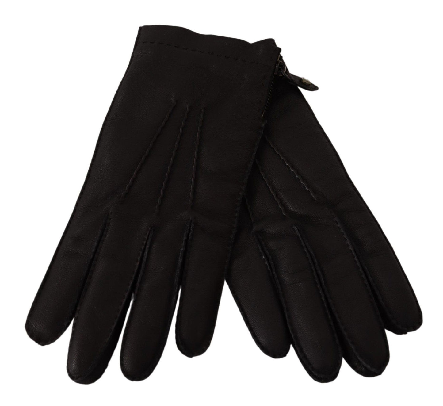 Elegant Black Leather Driving Gloves