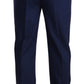 Elegant Blue Virgin Wool Two-Piece Men's Suit