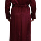 Elegant Bordeaux Silk Jacket Robe