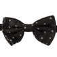 Elegant Black Silk Polka Dot Bow Tie
