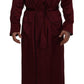 Elegant Bordeaux Silk Jacket Robe