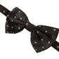 Elegant Black Silk Polka Dot Bow Tie