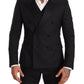 Sleek Black Three-Piece Wool Silk Suit