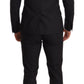 Sleek Black Three-Piece Wool Silk Suit