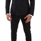 Sleek Black Three-Piece Wool Silk Suit
