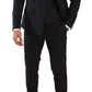 Sleek Black Three-Piece Wool Silk Suit