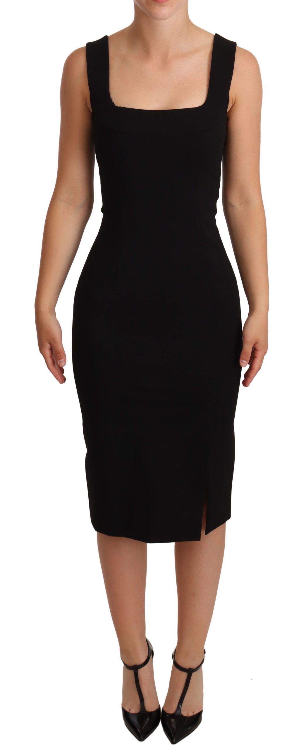 Sleek Square Neck Midi Cocktail Dress