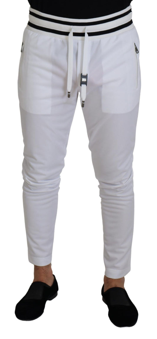 White Polyester Trousers D.N.A. Milano Pants