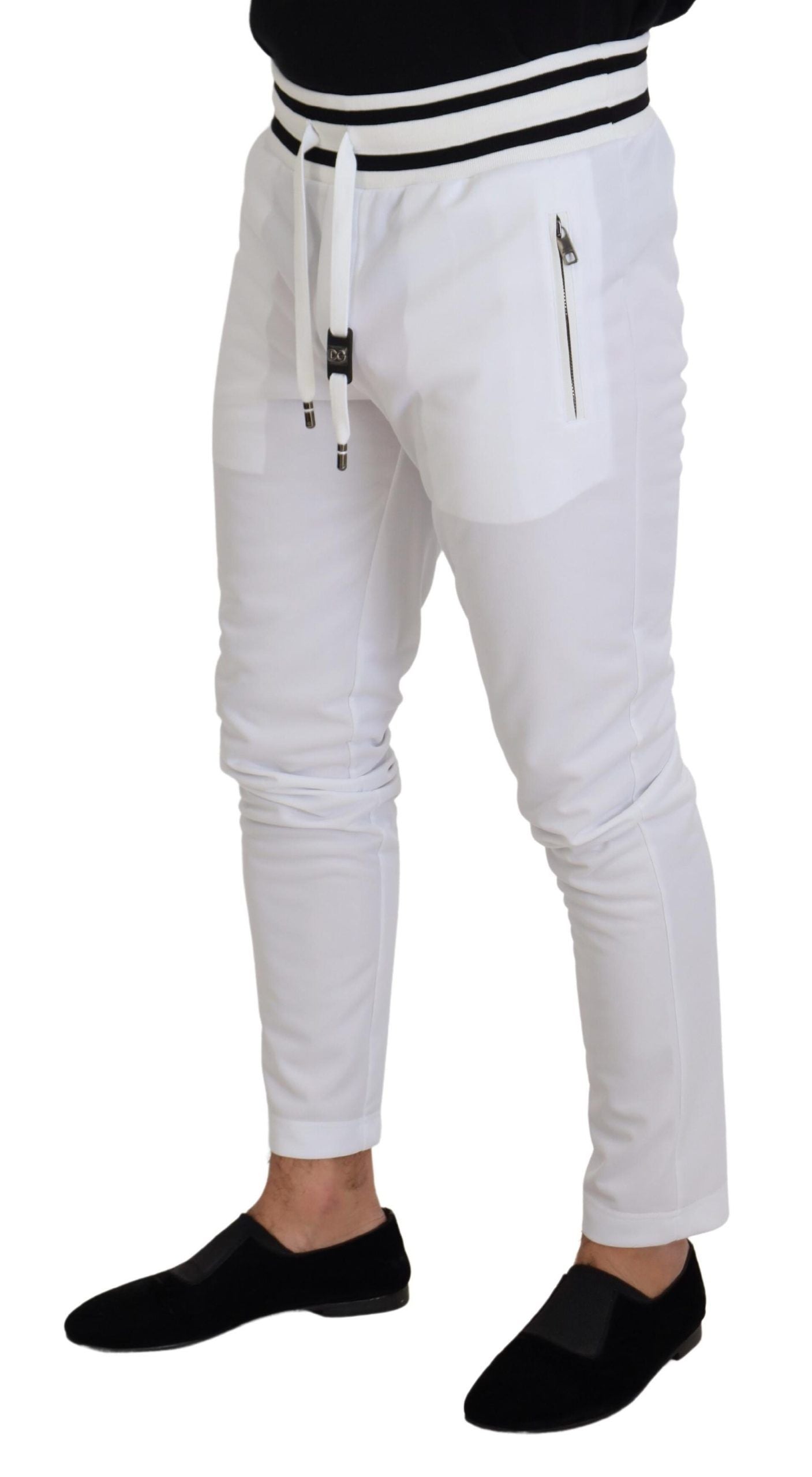 White Polyester Trousers D.N.A. Milano Pants