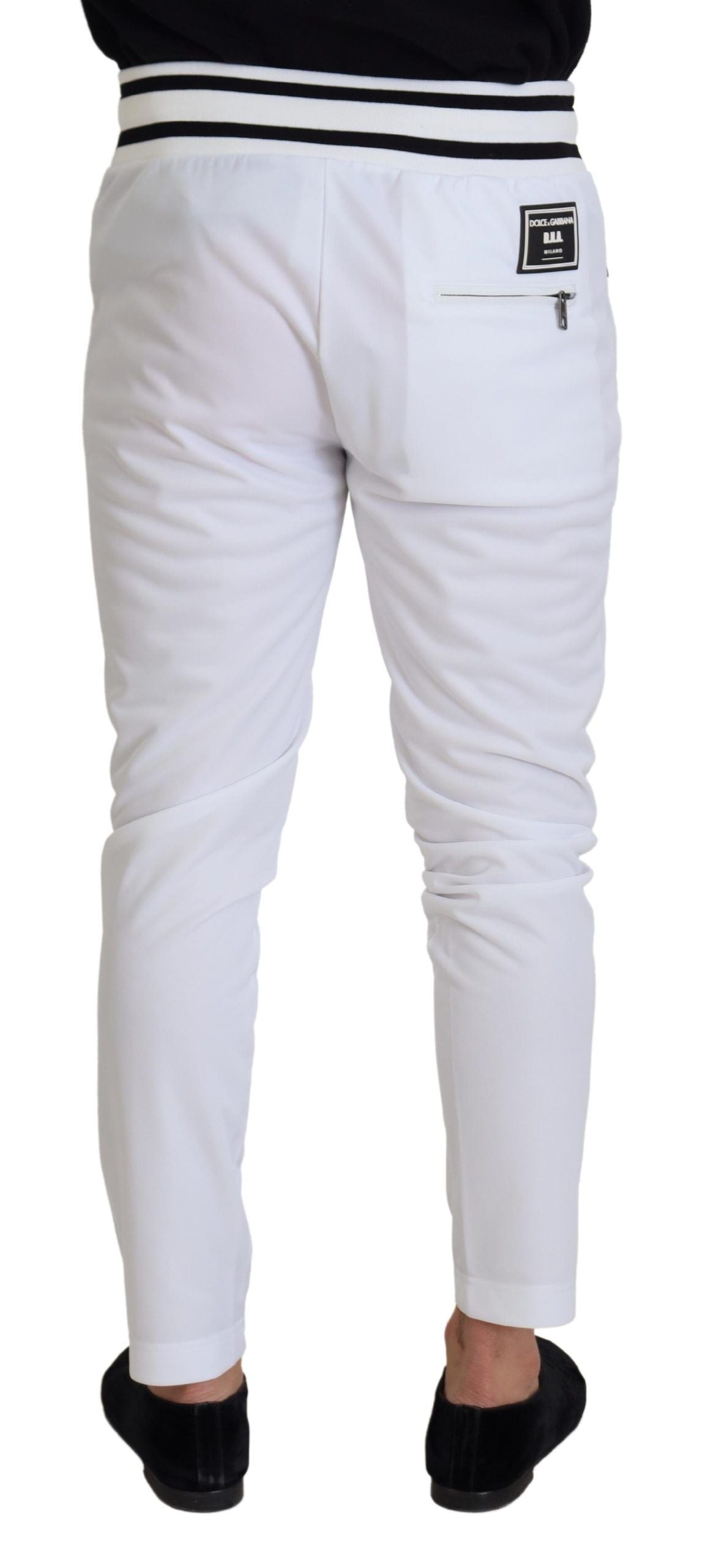 White Polyester Trousers D.N.A. Milano Pants