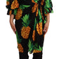 Vibrant Pineapple Draped Wrap Dress