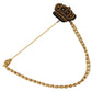 Elegant Gold Tone Glass-Accented Brooch Pin