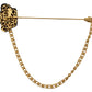 Elegant Gold Tone Glass-Accented Brooch Pin