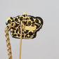 Elegant Gold Tone Glass-Accented Brooch Pin