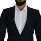 Blue Wool Single Breasted Coat Blazer